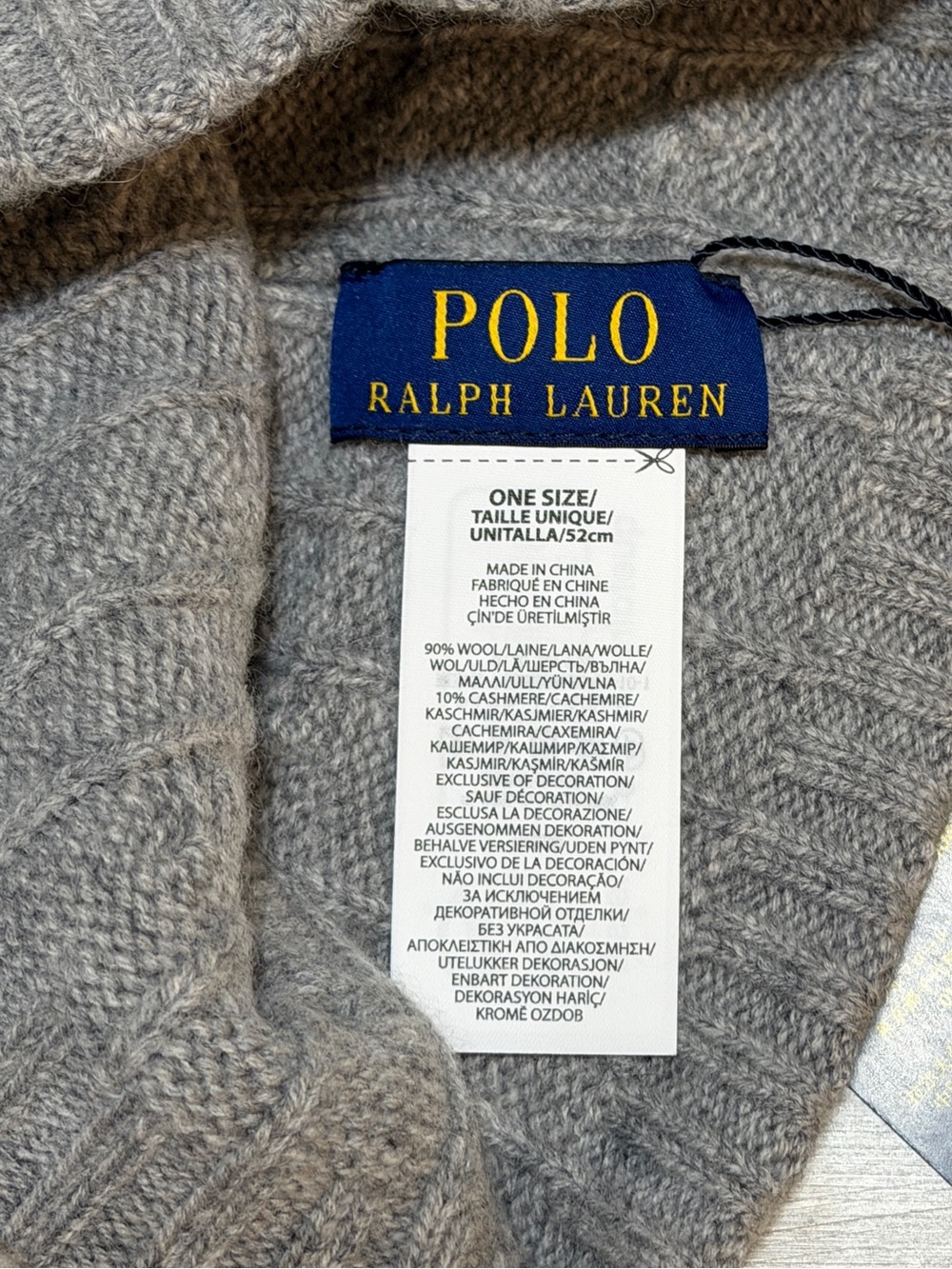 Polo Ralph Lauren Polo Bear Beanie Gray Cable Knit Hat NWT O/S Winter Preppy - Picture 4 of 7